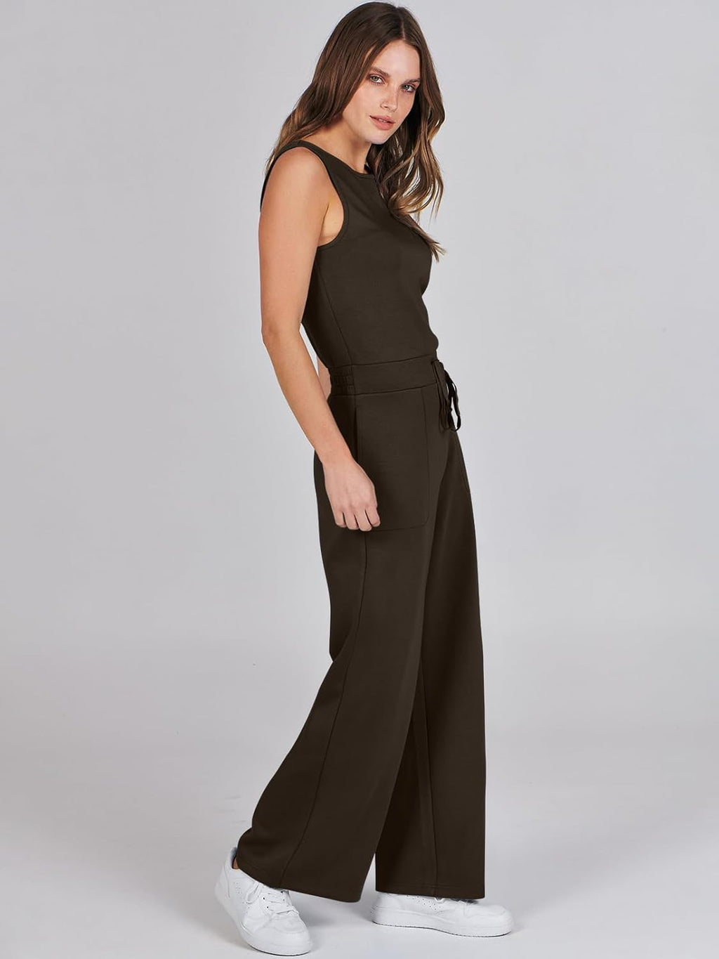Womens Jumpsuits 2025 Casual Summer Dressy Romper Sleeveless Wide Leg Long Pants Outfits Fashion Travel Clothes