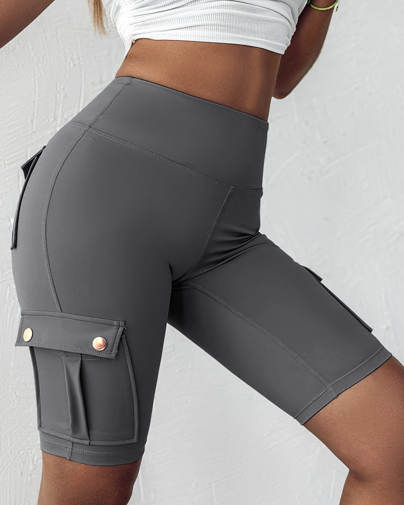 🔥High Waist Butt-Lift Biker Shorts with Pocket Flap 🔥