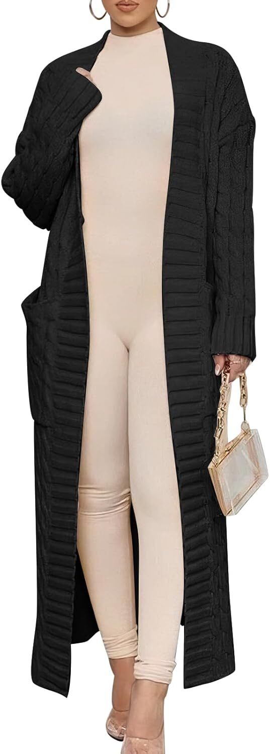 Women's Long Cardigan 2024 Oversized Coat Long Sleeve Open Cardigan Knitted Extra Long Coat Autumn Fashion Jacket Clothes