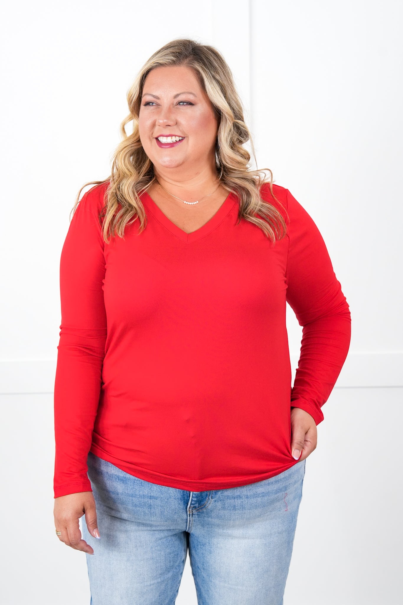 Microfiber Long Sleeve V-Neck Tee (Multiple Colors)