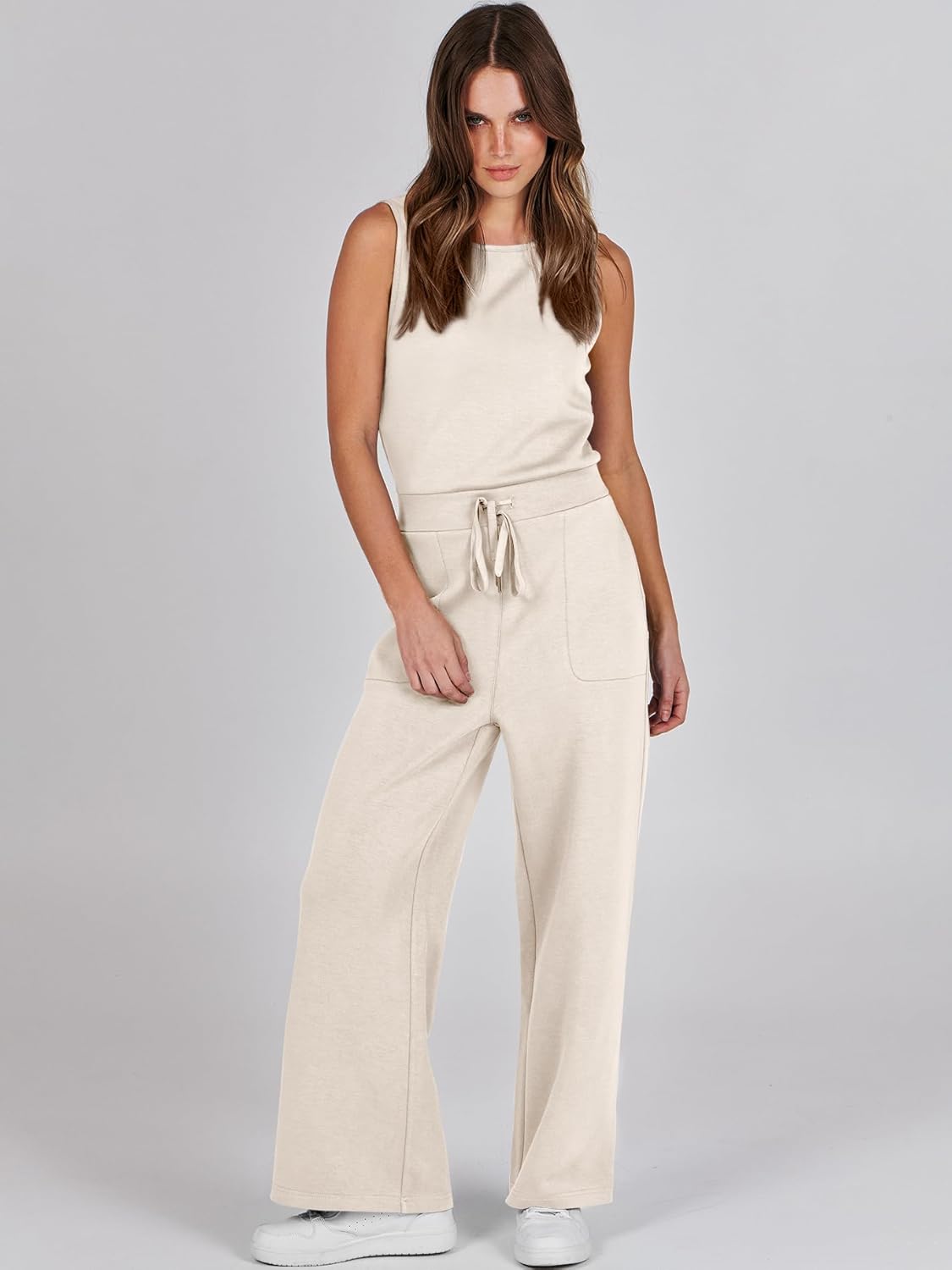 Womens Jumpsuits 2025 Casual Summer Dressy Romper Sleeveless Wide Leg Long Pants Outfits Fashion Travel Clothes