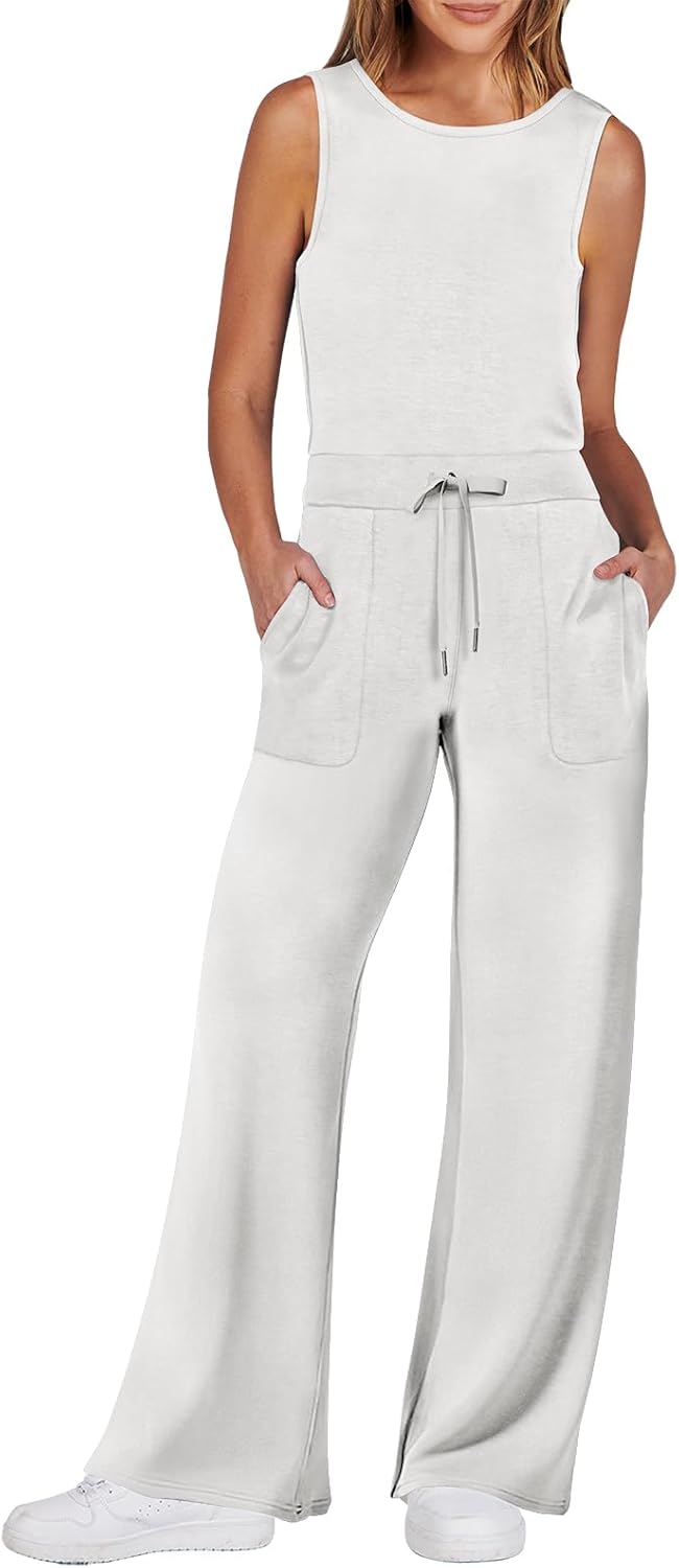 Womens Jumpsuits 2025 Casual Summer Dressy Romper Sleeveless Wide Leg Long Pants Outfits Fashion Travel Clothes