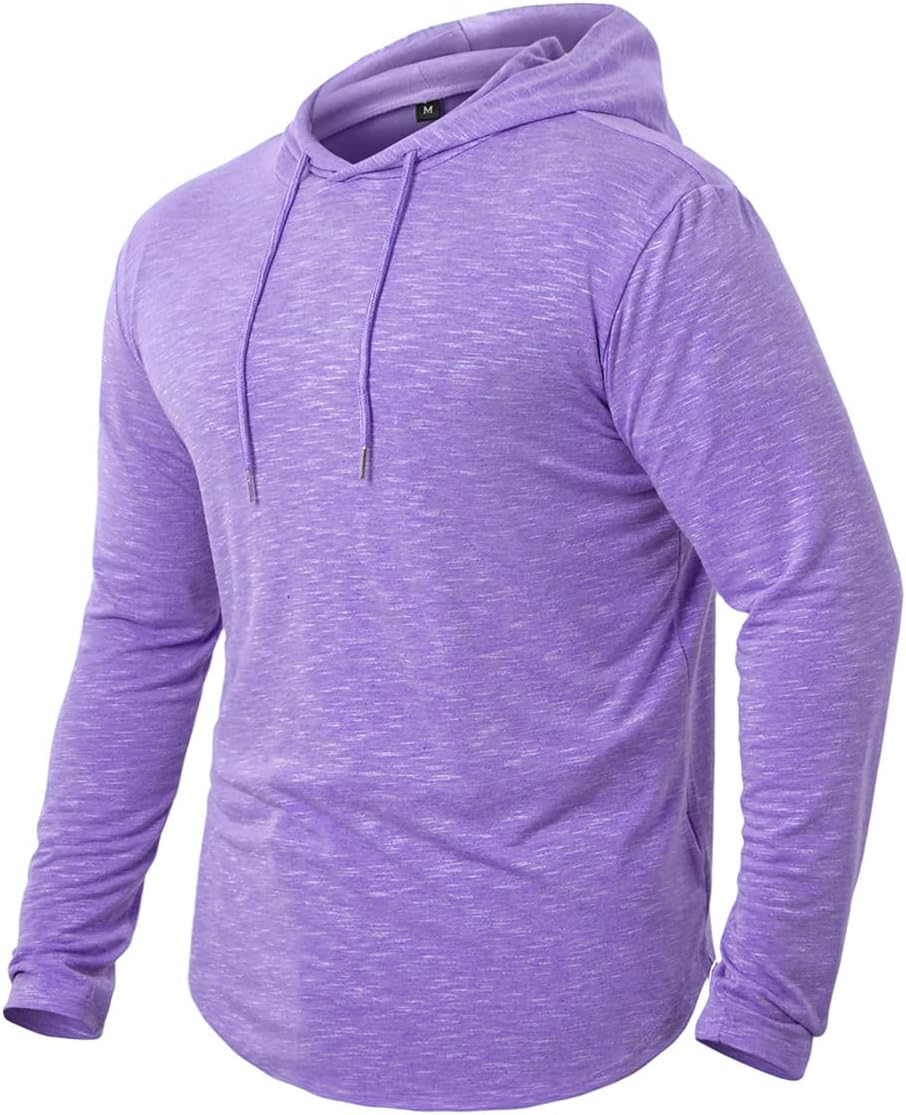 MANSDOUR Men's Athletic Hooded Shirts Long Sleeve Workout Sport Hoodie Casual Running T Shirt Quick Dry Pullover Top