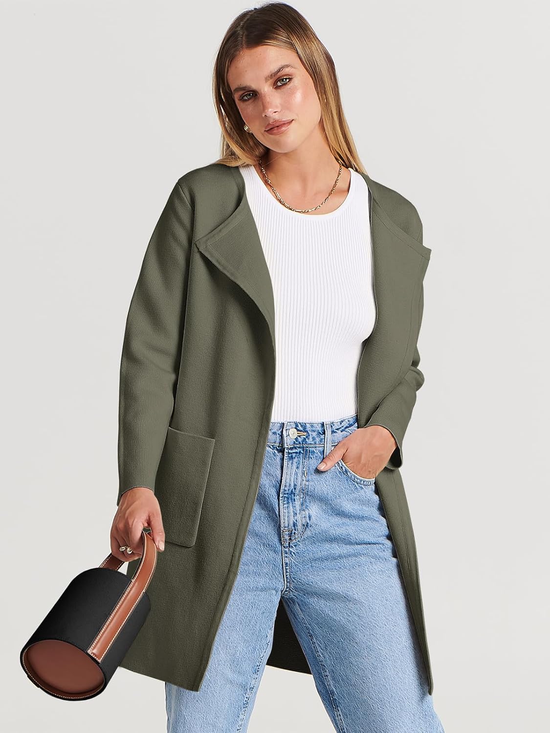 Women's Open Front Knit Lightweight Cardigan Casual Long Coatigan Sweater Lady Jacket Coat 2024 Fall Outerwear