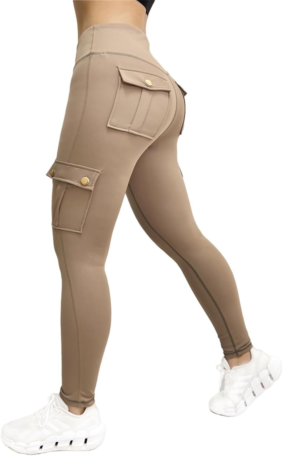 Cargo Leggings with Pockets for Women, Gym Workout Scrunch Butt Lifting Tummy Control High Waisted Womens Yoga Pants
