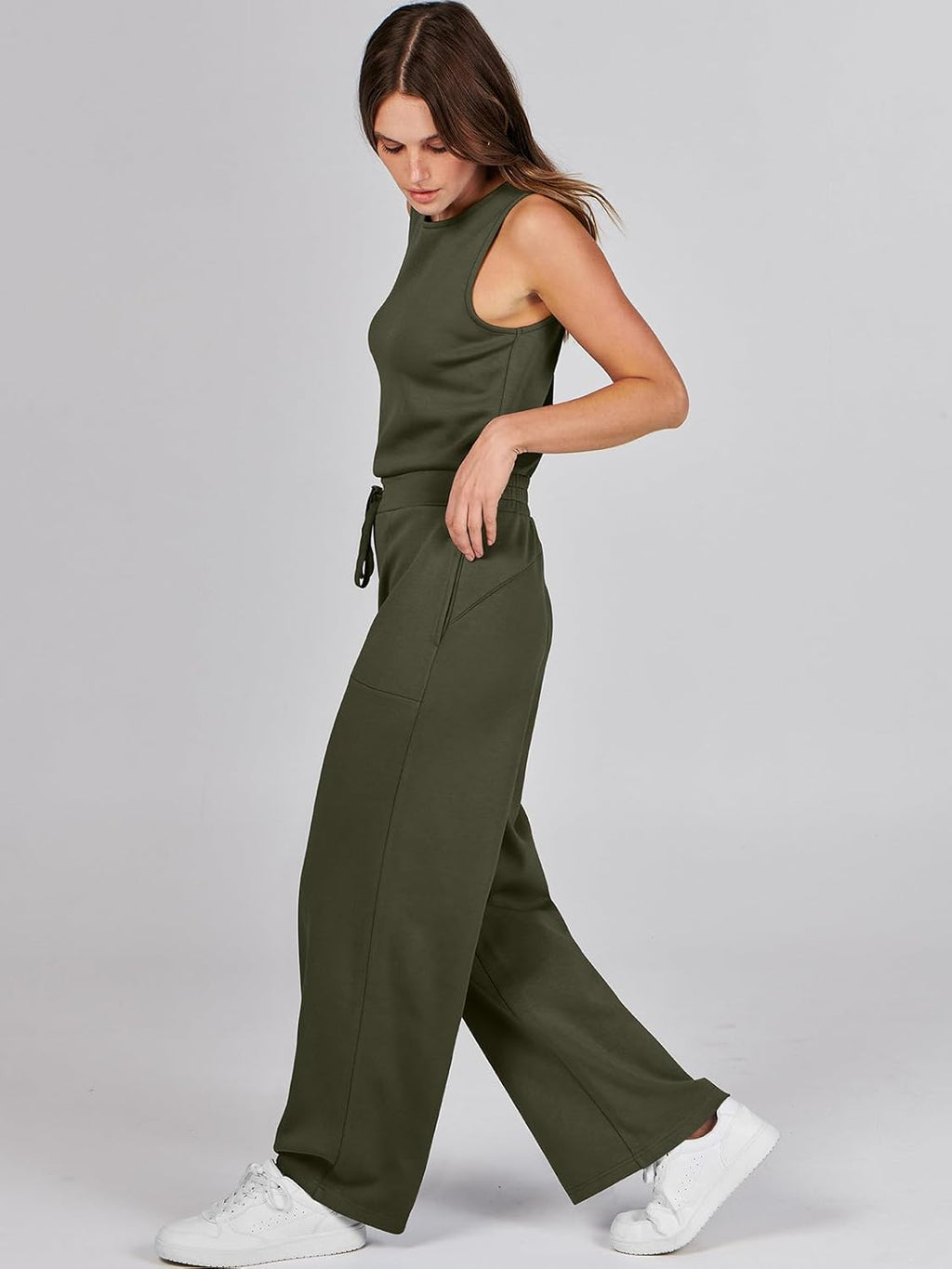 Womens Jumpsuits 2025 Casual Summer Dressy Romper Sleeveless Wide Leg Long Pants Outfits Fashion Travel Clothes