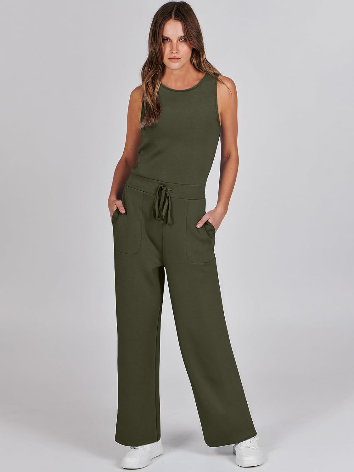 Womens Jumpsuits 2025 Casual Summer Dressy Romper Sleeveless Wide Leg Long Pants Outfits Fashion Travel Clothes