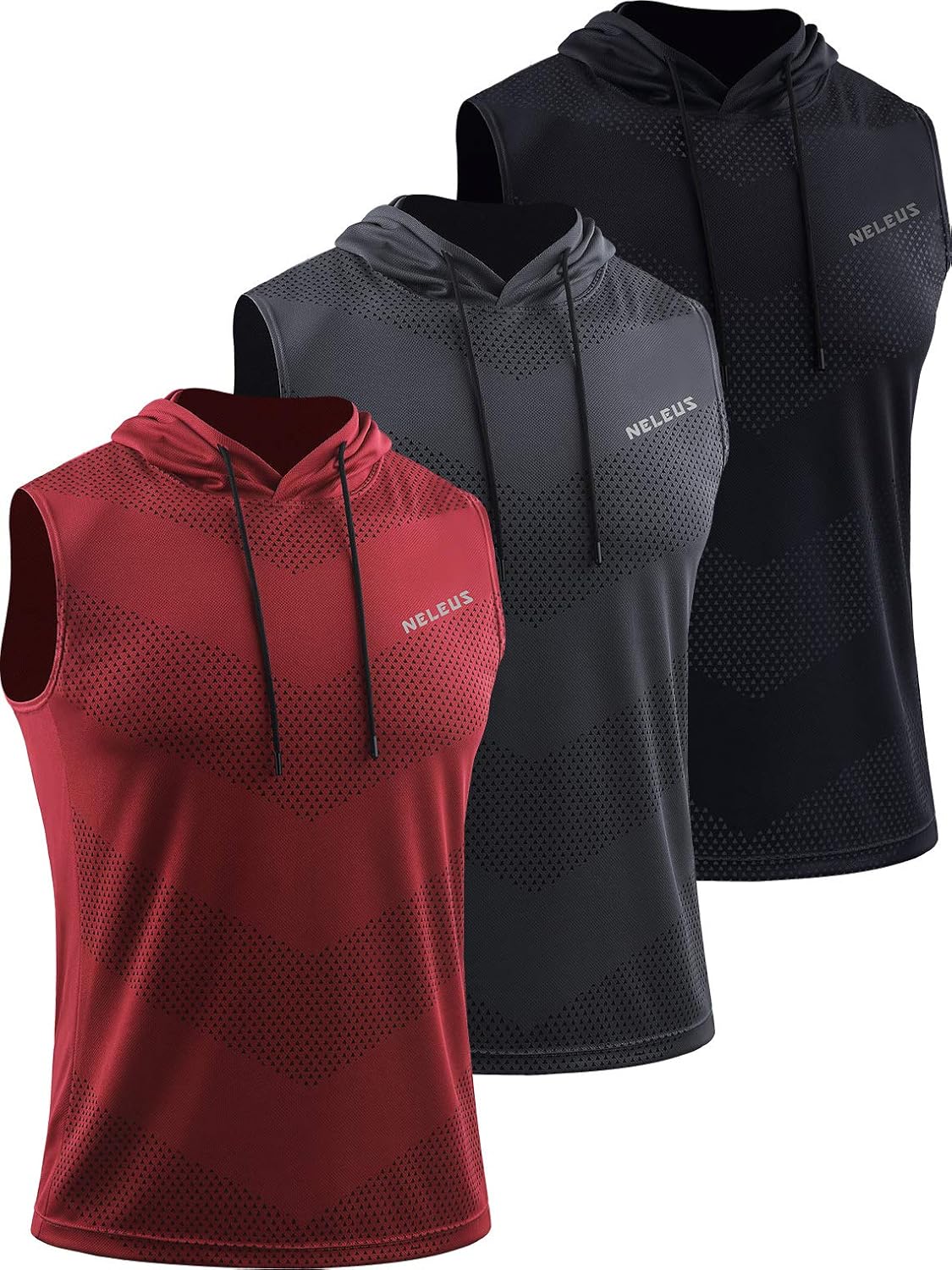 Men's Workout Tank Tops 3 Pack Sleeveless Running Shirts with Hoodie