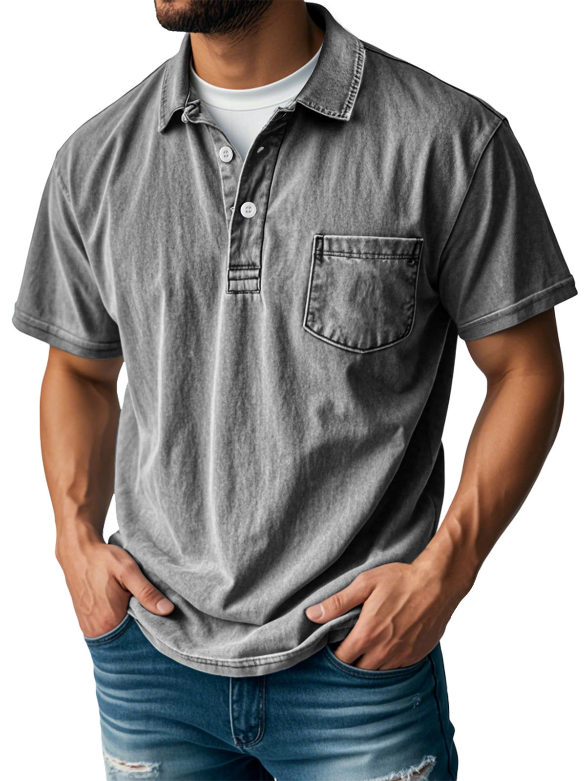 FINAL SALE⚡10 Packs for $32.94⚡ - Men's Retro Lapel Button Pocket Casual Short Sleeve POLO Shirt