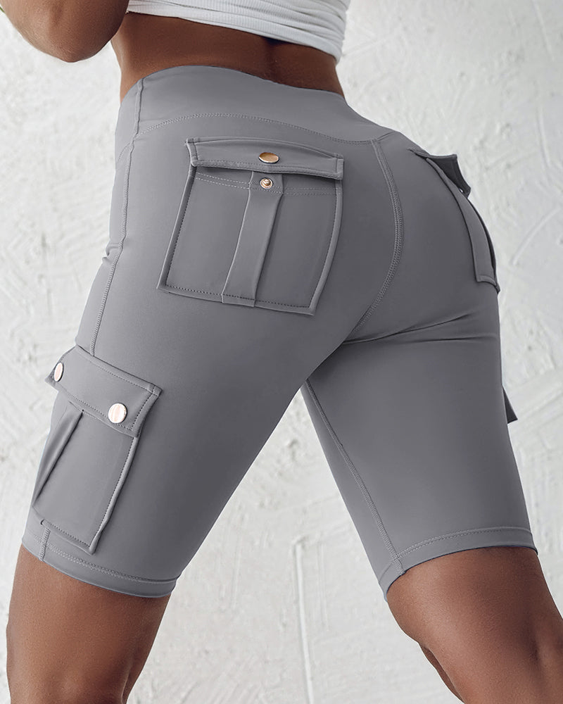 🔥High Waist Butt-Lift Biker Shorts with Pocket Flap 🔥