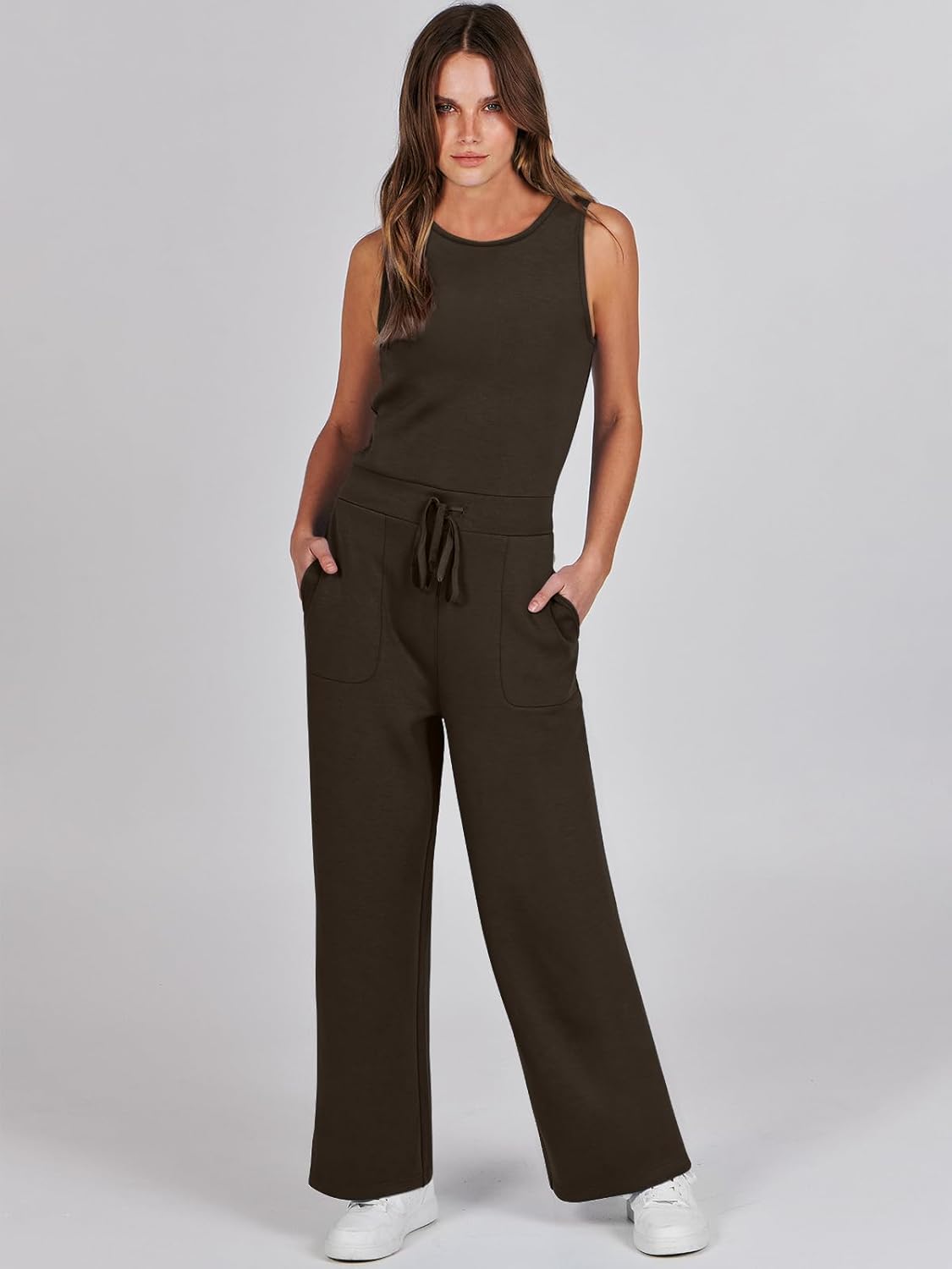 Womens Jumpsuits 2025 Casual Summer Dressy Romper Sleeveless Wide Leg Long Pants Outfits Fashion Travel Clothes