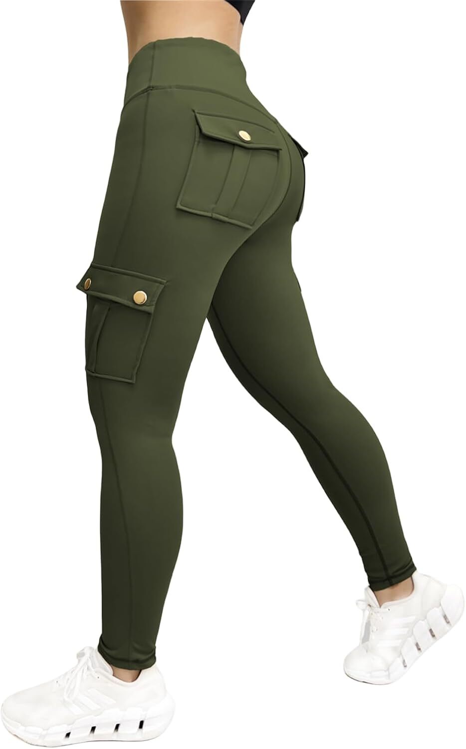 Cargo Leggings with Pockets for Women, Gym Workout Scrunch Butt Lifting Tummy Control High Waisted Womens Yoga Pants