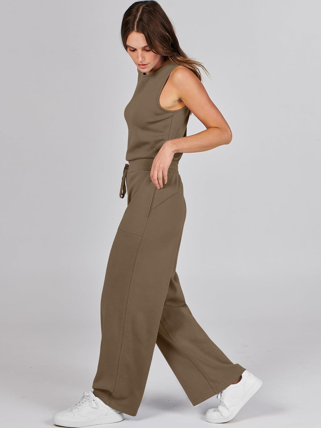 Womens Jumpsuits 2025 Casual Summer Dressy Romper Sleeveless Wide Leg Long Pants Outfits Fashion Travel Clothes