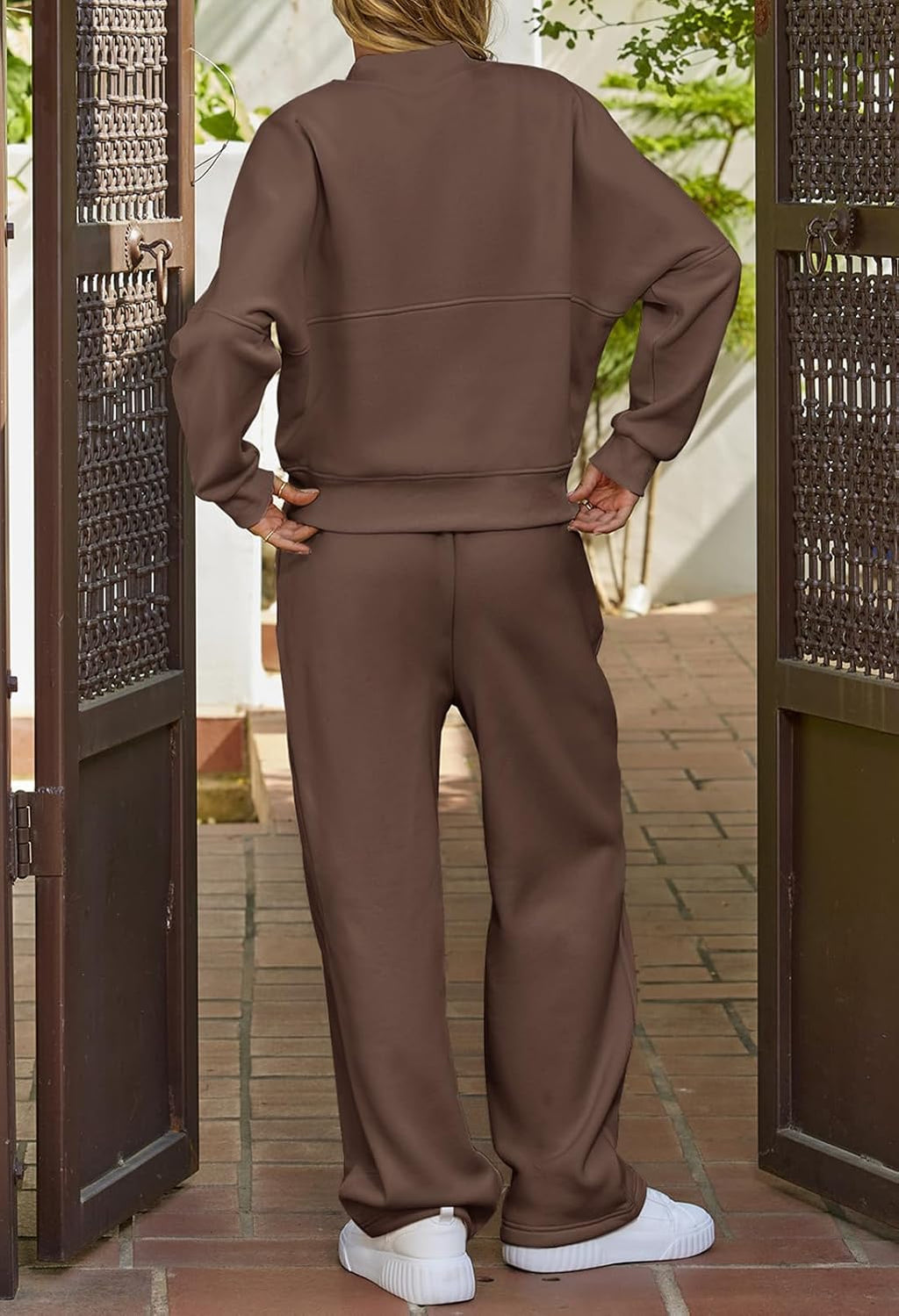 Christmas Deals Women's Fall 2 Piece Sweatsuits Set Long Sleeve Zip Up Sweatshirt Wide Leg Sweatpants Lounge Sets