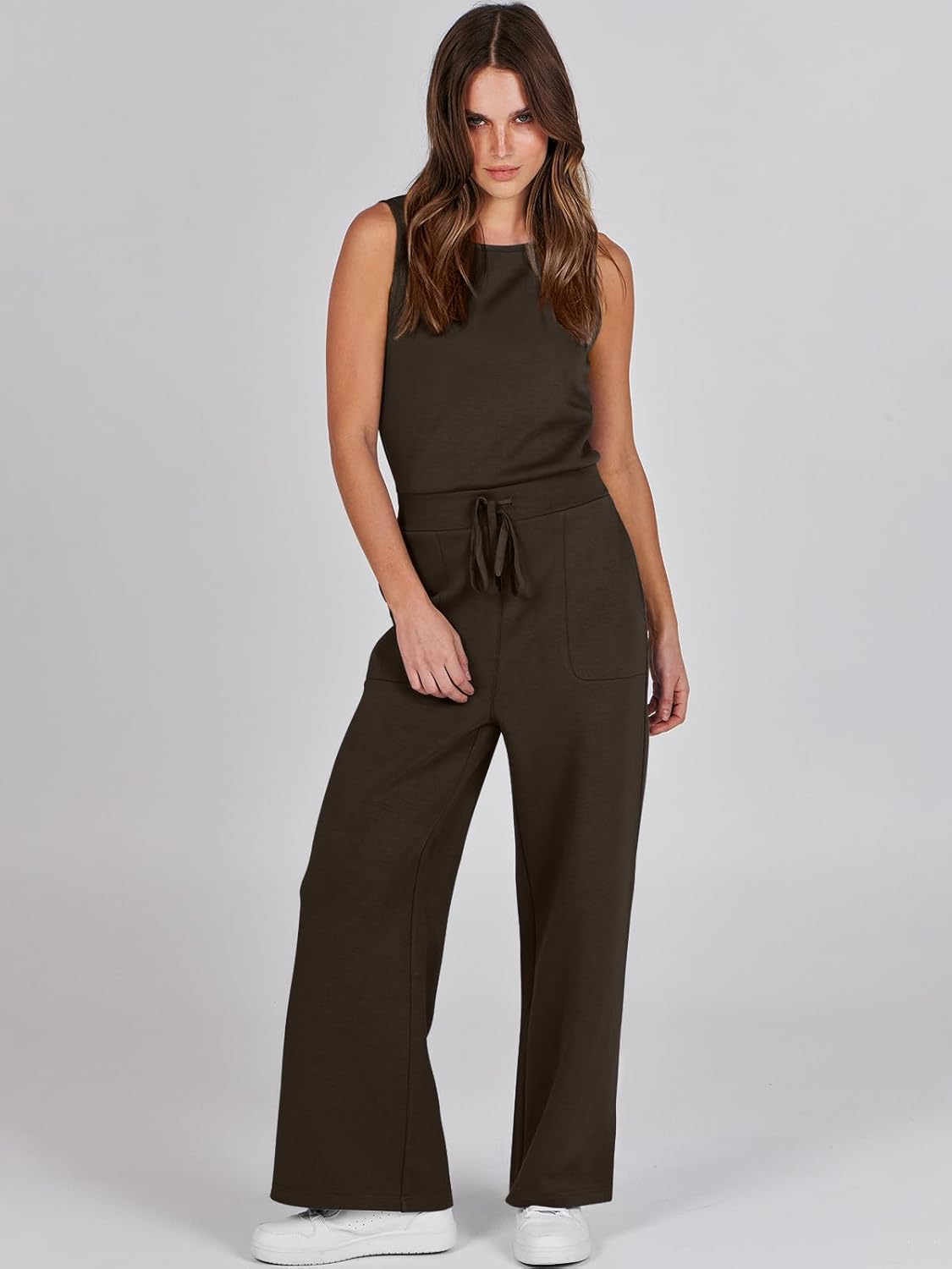 Womens Jumpsuits 2025 Casual Summer Dressy Romper Sleeveless Wide Leg Long Pants Outfits Fashion Travel Clothes