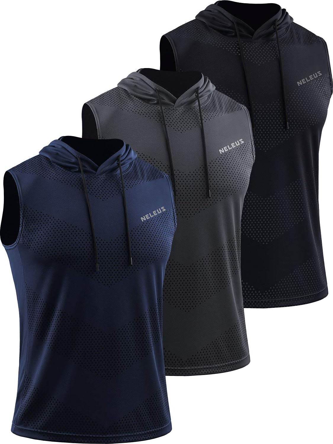 Men's Workout Tank Tops 3 Pack Sleeveless Running Shirts with Hoodie
