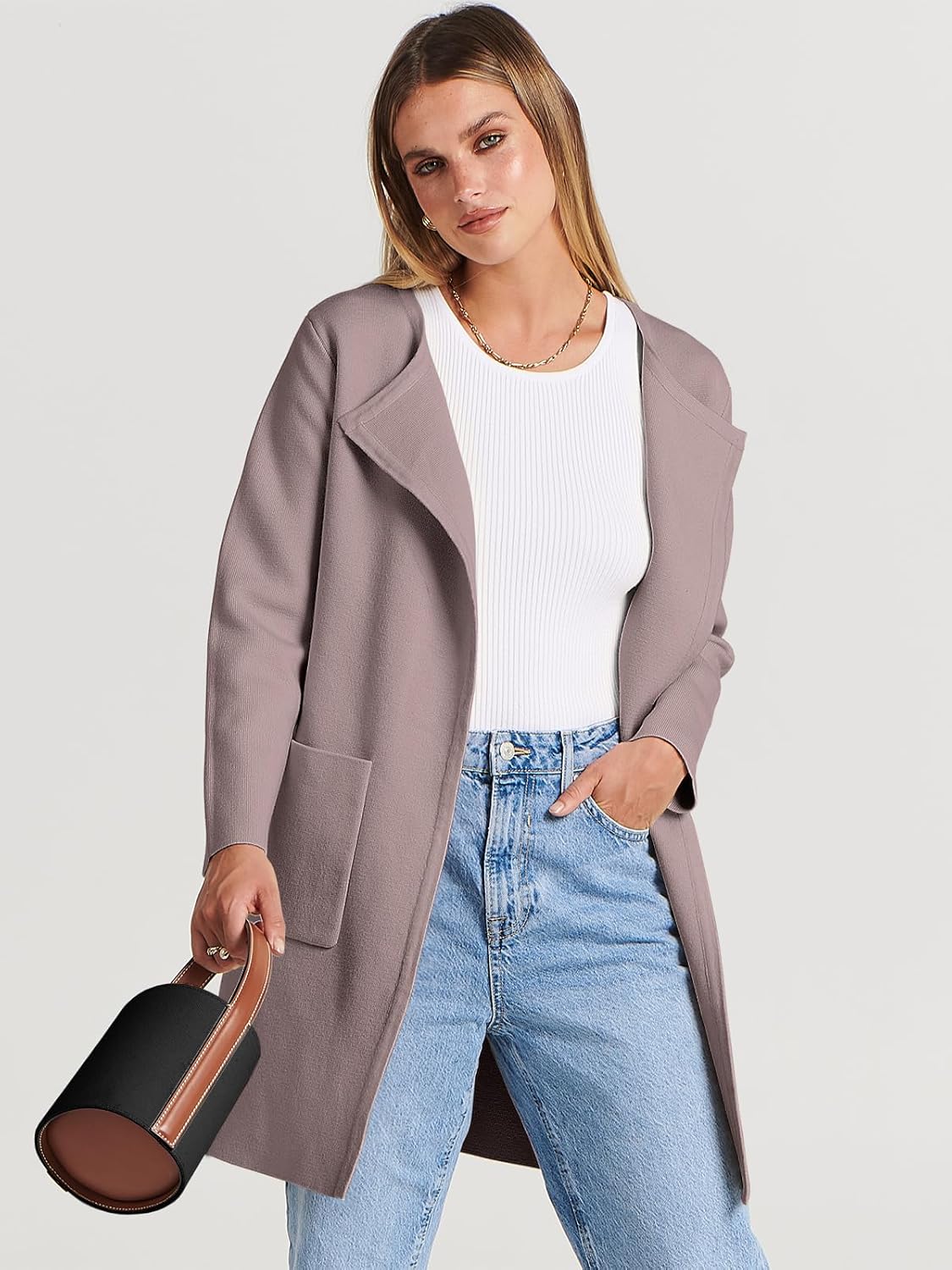 Women's Open Front Knit Lightweight Cardigan Casual Long Coatigan Sweater Lady Jacket Coat 2025 Fall Outerwear