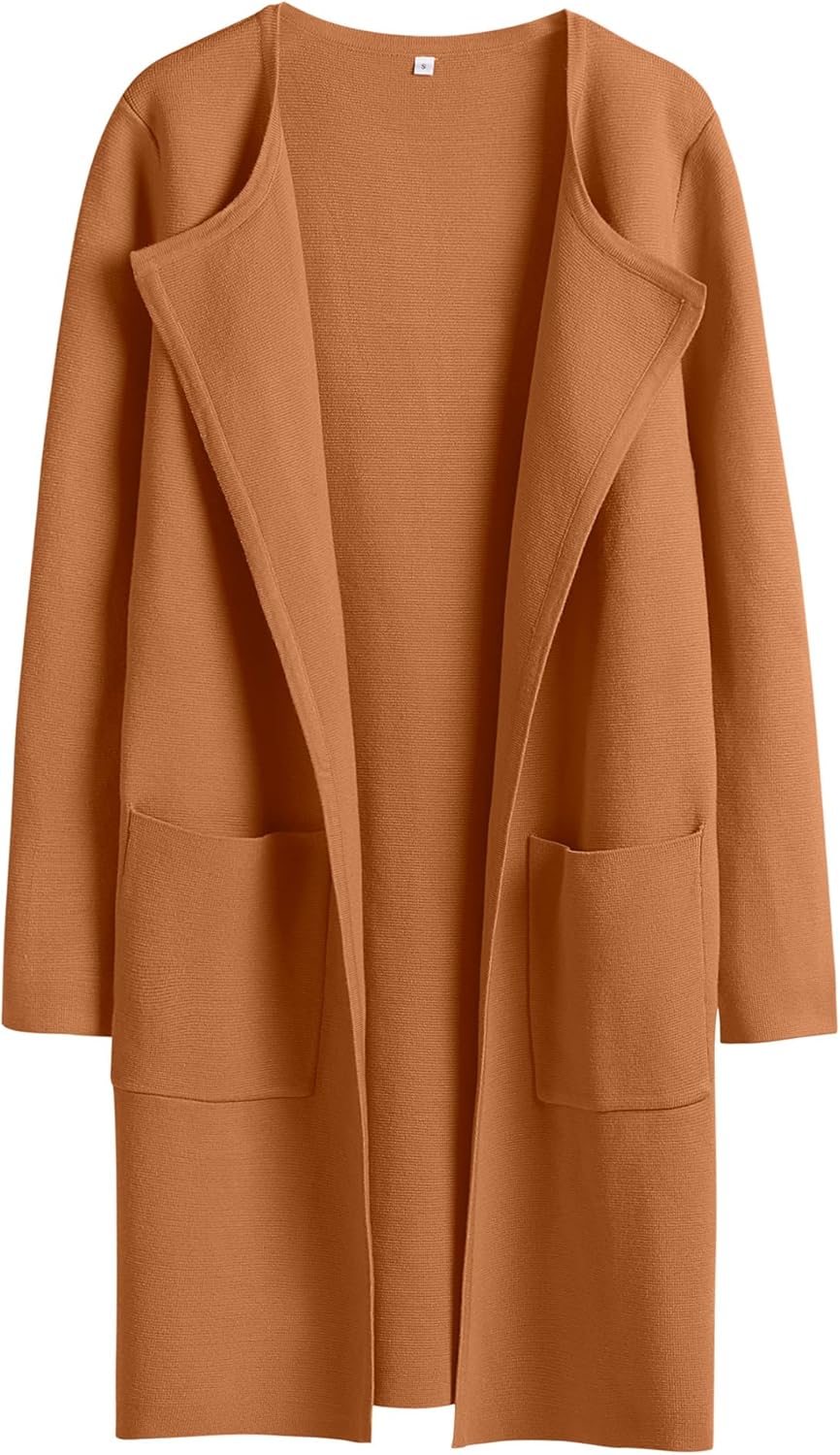 Women's Open Front Knit Lightweight Cardigan Casual Long Coatigan Sweater Lady Jacket Coat 2025 Fall Outerwear