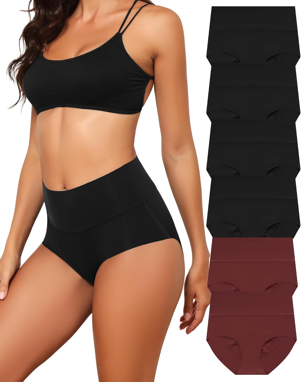 Women's High Waist Seamless Underwear Full Coverage Brief No Show Panties Sexy Comfortable Pantie Multi Pack L-8XL