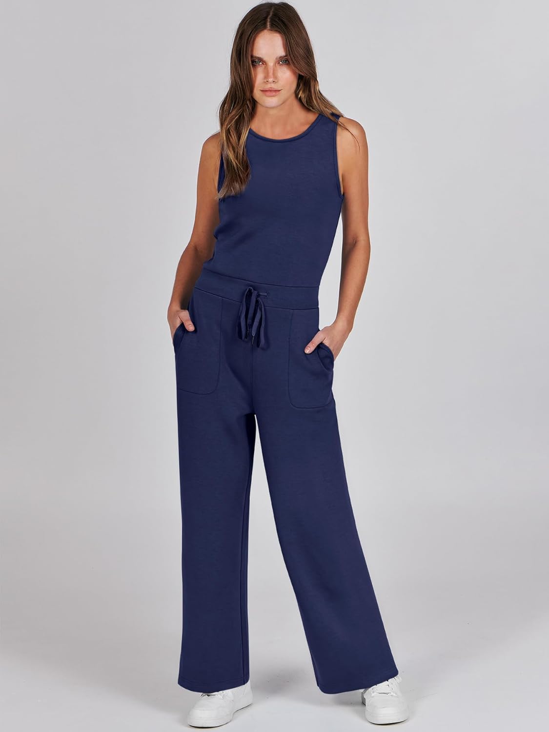 Womens Jumpsuits 2025 Casual Summer Dressy Romper Sleeveless Wide Leg Long Pants Outfits Fashion Travel Clothes