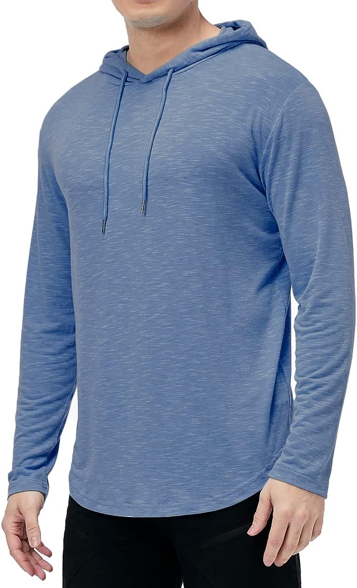 MANSDOUR Men's Athletic Hooded Shirts Long Sleeve Workout Sport Hoodie Casual Running T Shirt Quick Dry Pullover Top