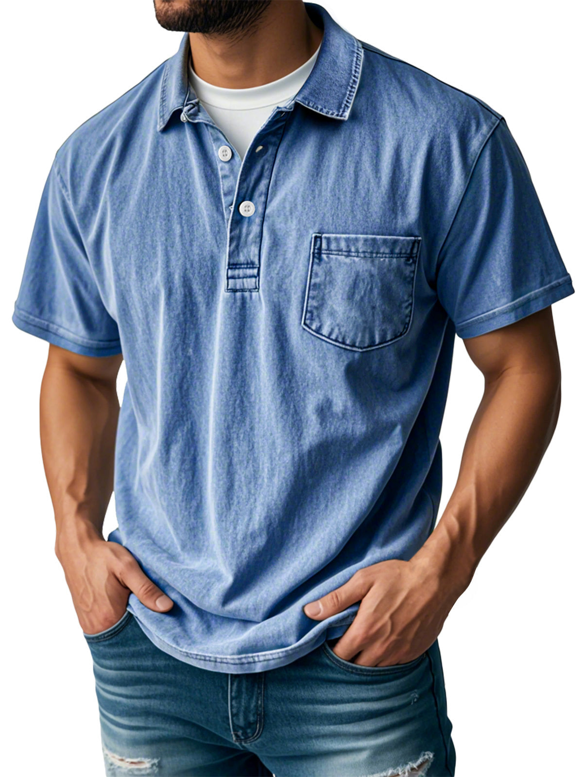 FINAL SALE⚡10 Packs for $32.94⚡ - Men's Retro Lapel Button Pocket Casual Short Sleeve POLO Shirt
