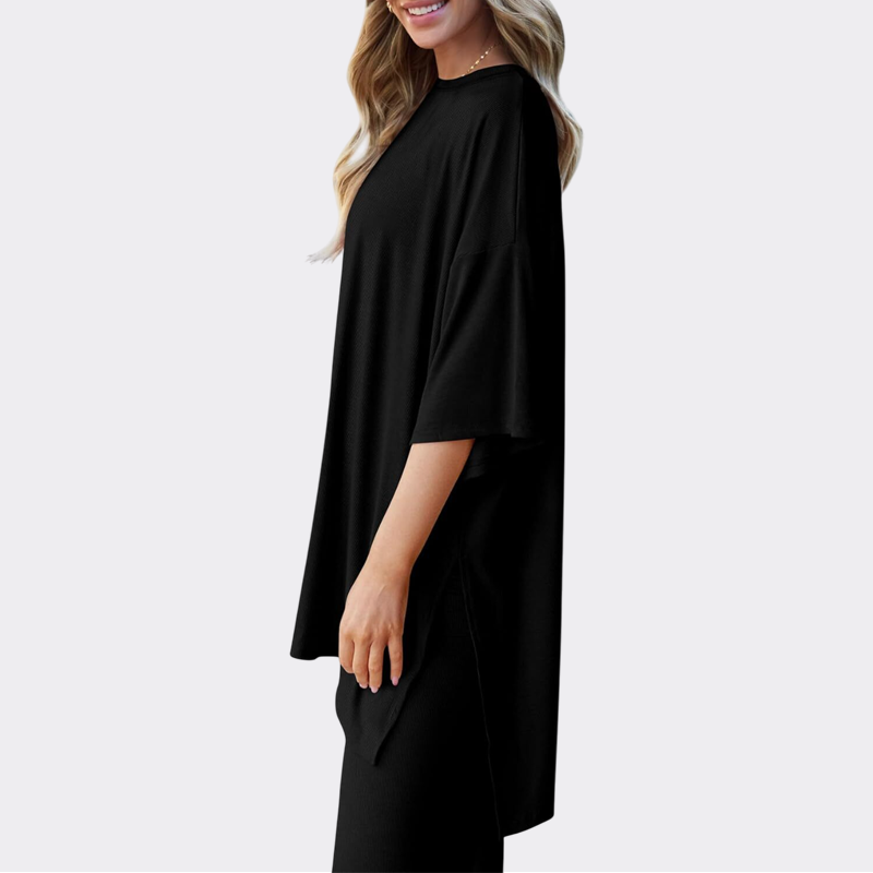 Women's 2 Piece Outfits Casual Short Sleeve Pullover Tops and Wide Leg Pants Lounge Sets Tracksuits