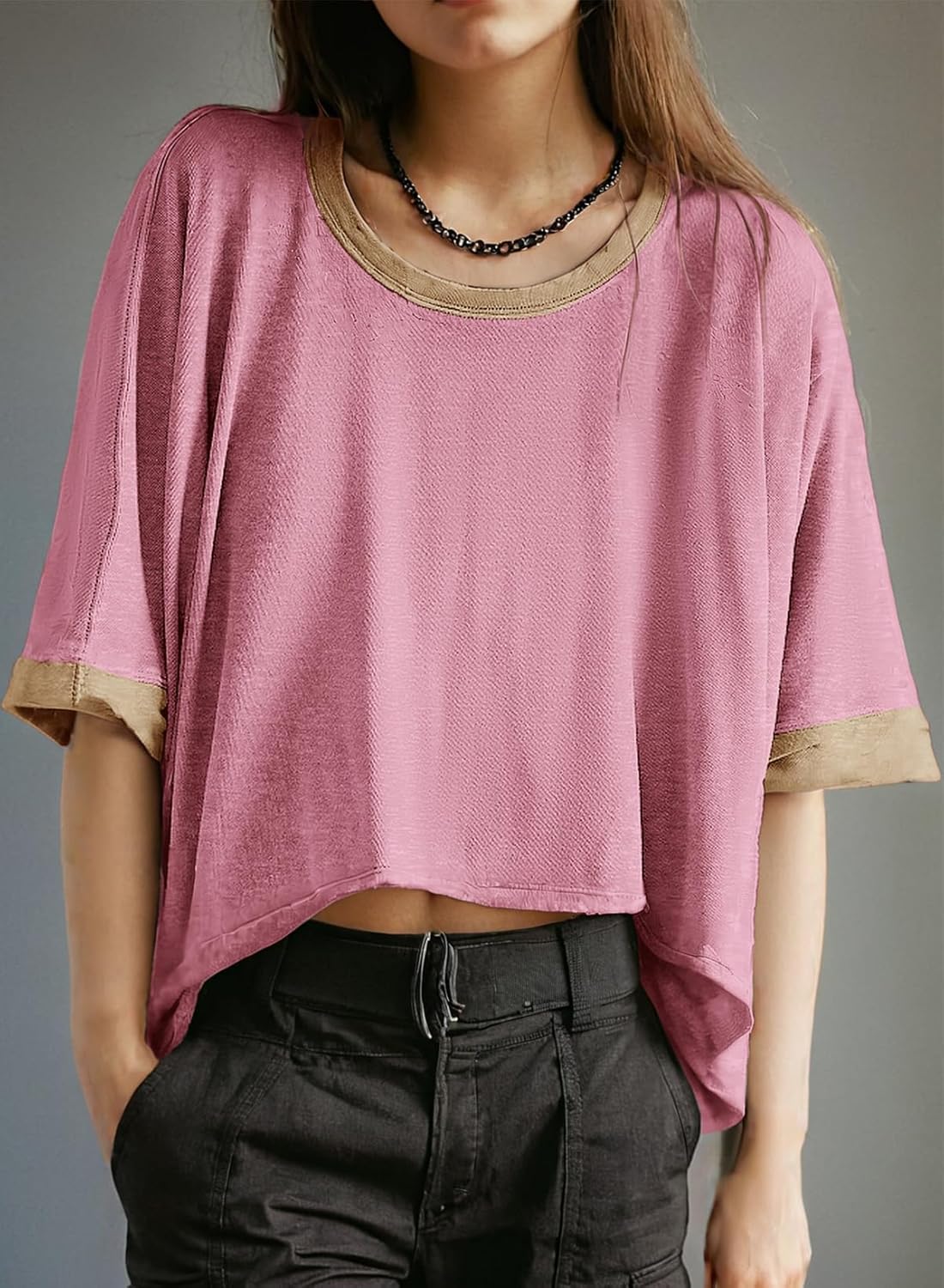 Dokotoo Summer Shirts 2025 Womens Solid T Shirts for Women Loose Oversized Tops Basic Tee