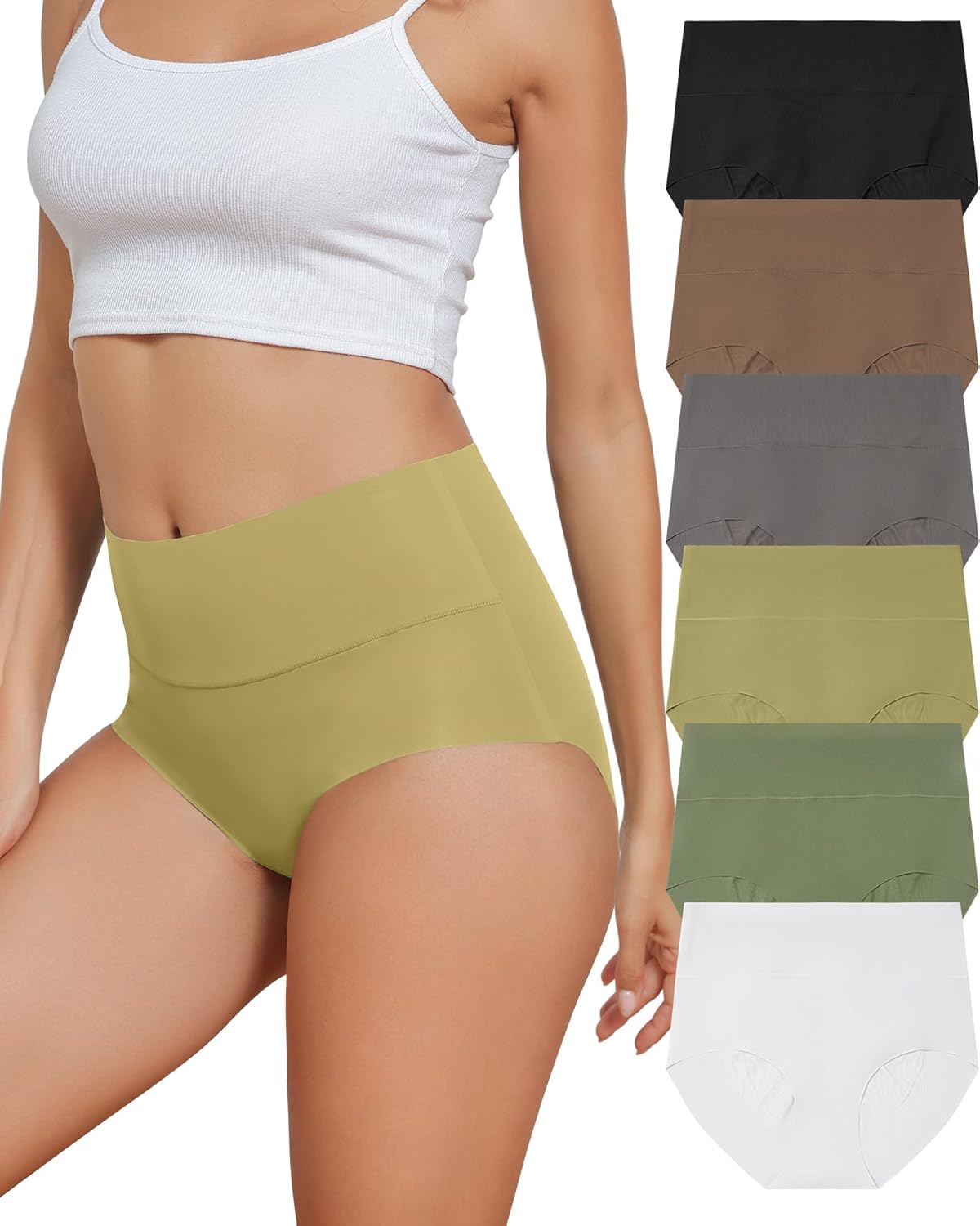 Women's High Waist Seamless Underwear Full Coverage Brief No Show Panties Sexy Comfortable Pantie Multi Pack L-8XL