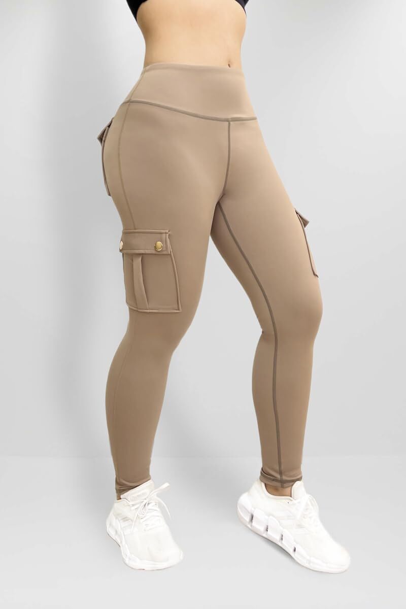 Cargo Leggings with Pockets for Women, Gym Workout Scrunch Butt Lifting Tummy Control High Waisted Womens Yoga Pants