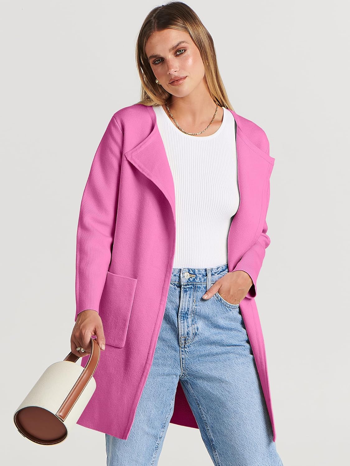 Women's Open Front Knit Lightweight Cardigan Casual Long Coatigan Sweater Lady Jacket Coat 2024 Fall Outerwear
