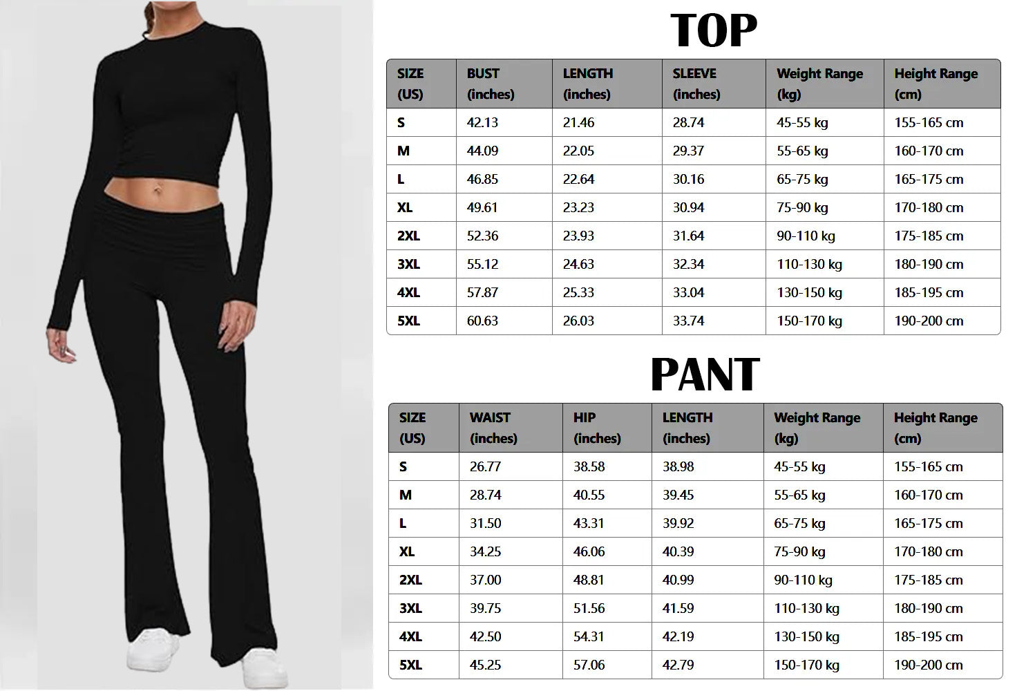 Women's 2 Piece Lounge Sets Fold-over Flare Pants Set Long Sleeve Crop