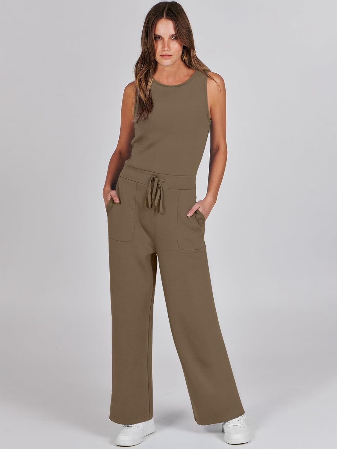 Womens Jumpsuits 2025 Casual Summer Dressy Romper Sleeveless Wide Leg Long Pants Outfits Fashion Travel Clothes