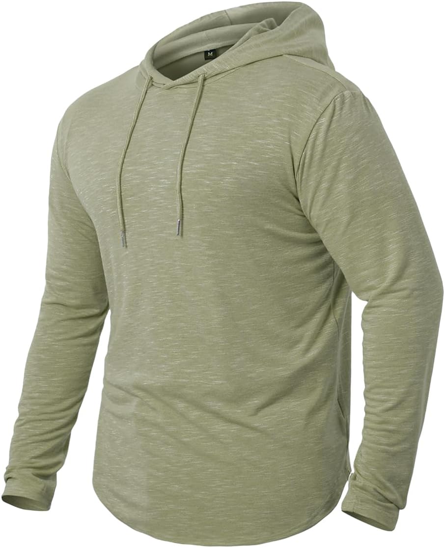MANSDOUR Men's Athletic Hooded Shirts Long Sleeve Workout Sport Hoodie Casual Running T Shirt Quick Dry Pullover Top