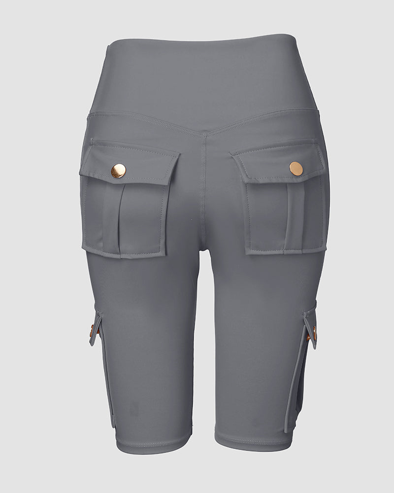 🔥High Waist Butt-Lift Biker Shorts with Pocket Flap 🔥