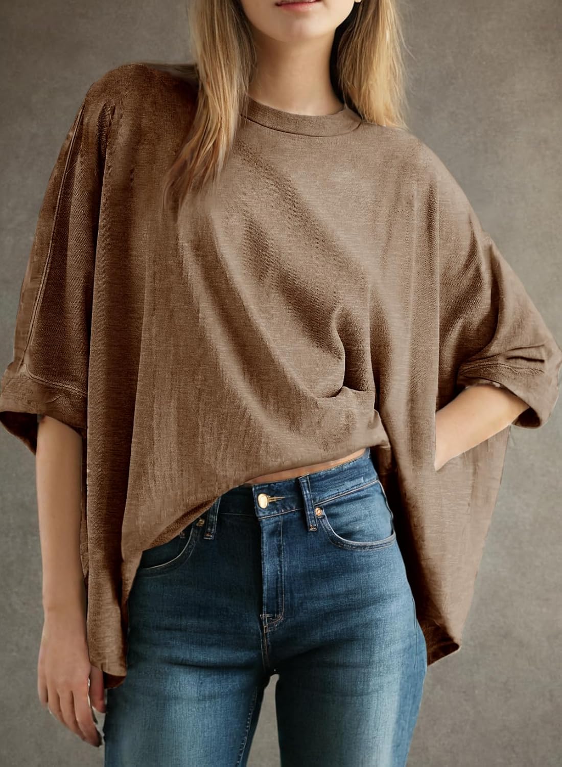 Dokotoo Summer Shirts 2025 Womens Solid T Shirts for Women Loose Oversized Tops Basic Tee