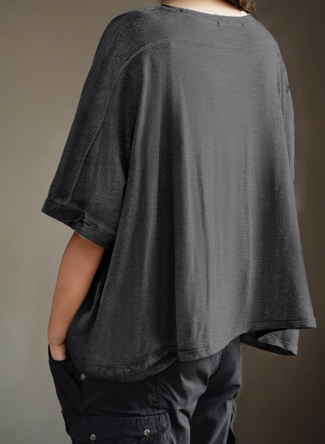 Dokotoo Summer Shirts 2025 Womens Solid T Shirts for Women Loose Oversized Tops Basic Tee