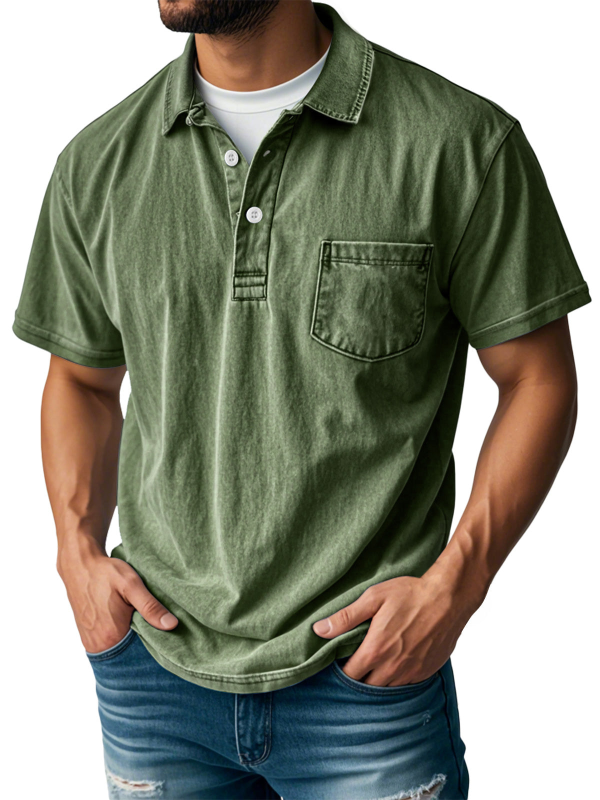FINAL SALE⚡10 Packs for $32.94⚡ - Men's Retro Lapel Button Pocket Casual Short Sleeve POLO Shirt