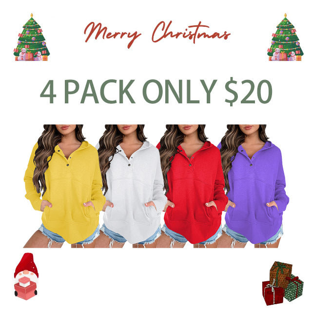 Women's Casual Long Sleeve Lapel Zipper Sweatshirt Drawstring Loose Pullover Tops
