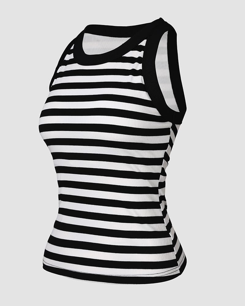 Women Built in Bra Ribbed Tank Tops Sleeveless Casual Tops