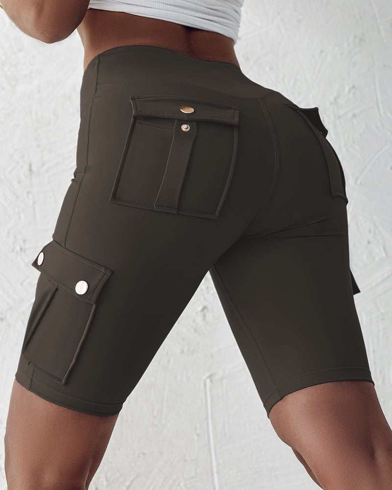 🔥High Waist Butt-Lift Biker Shorts with Pocket Flap 🔥