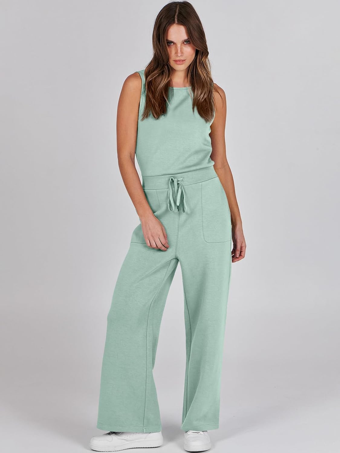 Womens Jumpsuits 2025 Casual Summer Dressy Romper Sleeveless Wide Leg Long Pants Outfits Fashion Travel Clothes