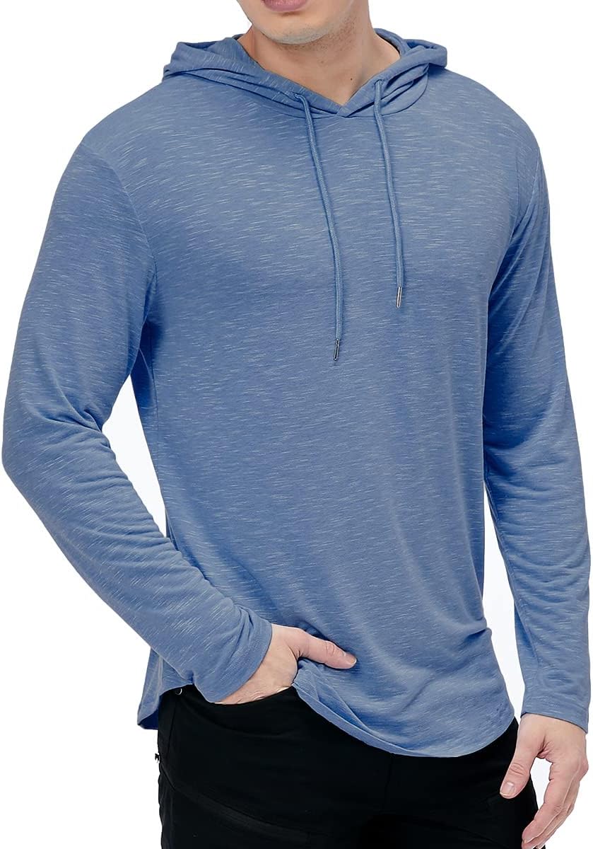 MANSDOUR Men's Athletic Hooded Shirts Long Sleeve Workout Sport Hoodie Casual Running T Shirt Quick Dry Pullover Top