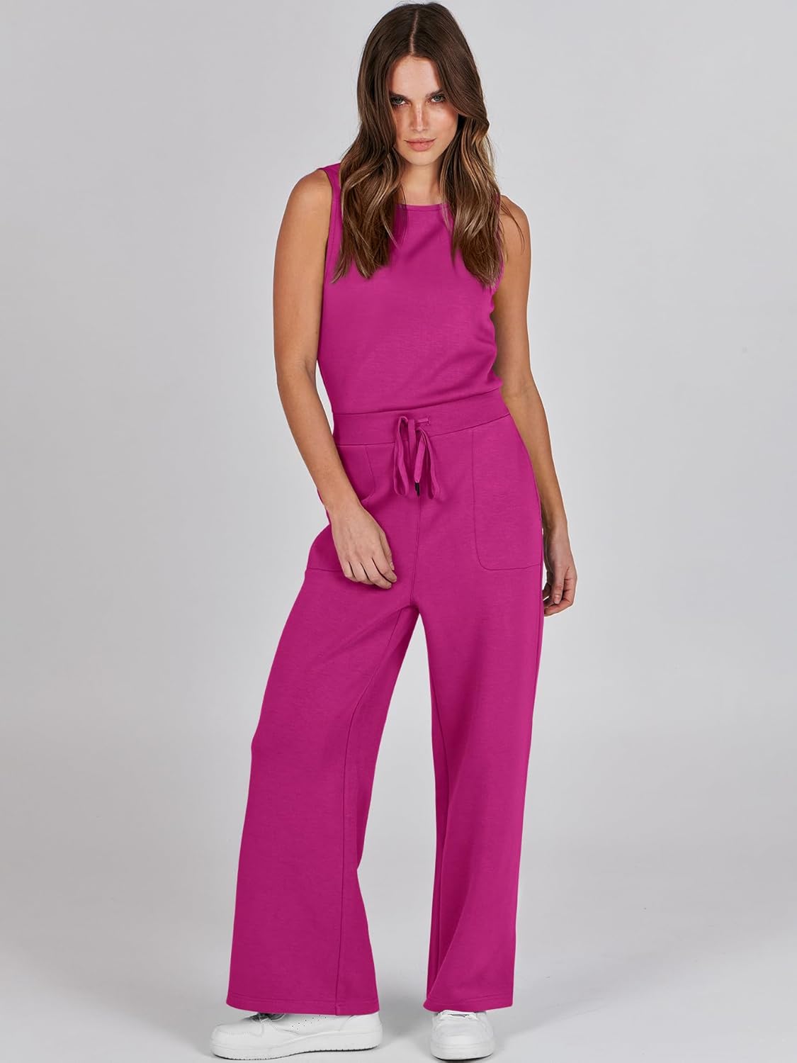 Womens Jumpsuits 2025 Casual Summer Dressy Romper Sleeveless Wide Leg Long Pants Outfits Fashion Travel Clothes