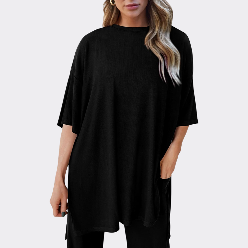 Women's 2 Piece Outfits Casual Short Sleeve Pullover Tops and Wide Leg Pants Lounge Sets Tracksuits