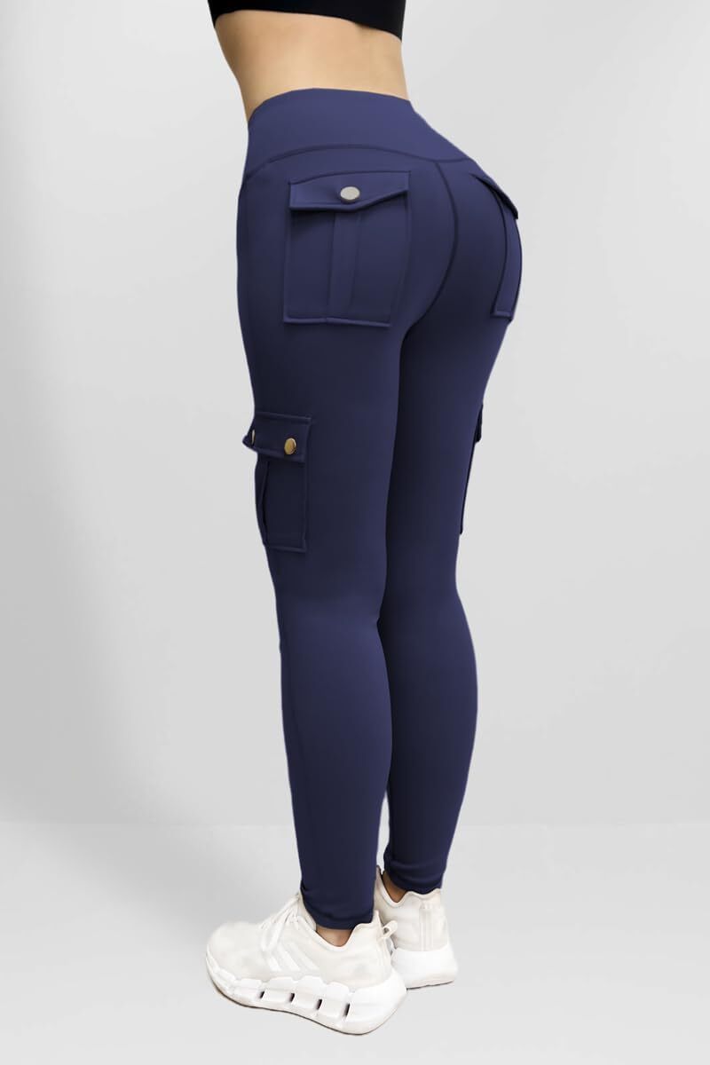 Cargo Leggings with Pockets for Women, Gym Workout Scrunch Butt Lifting Tummy Control High Waisted Womens Yoga Pants
