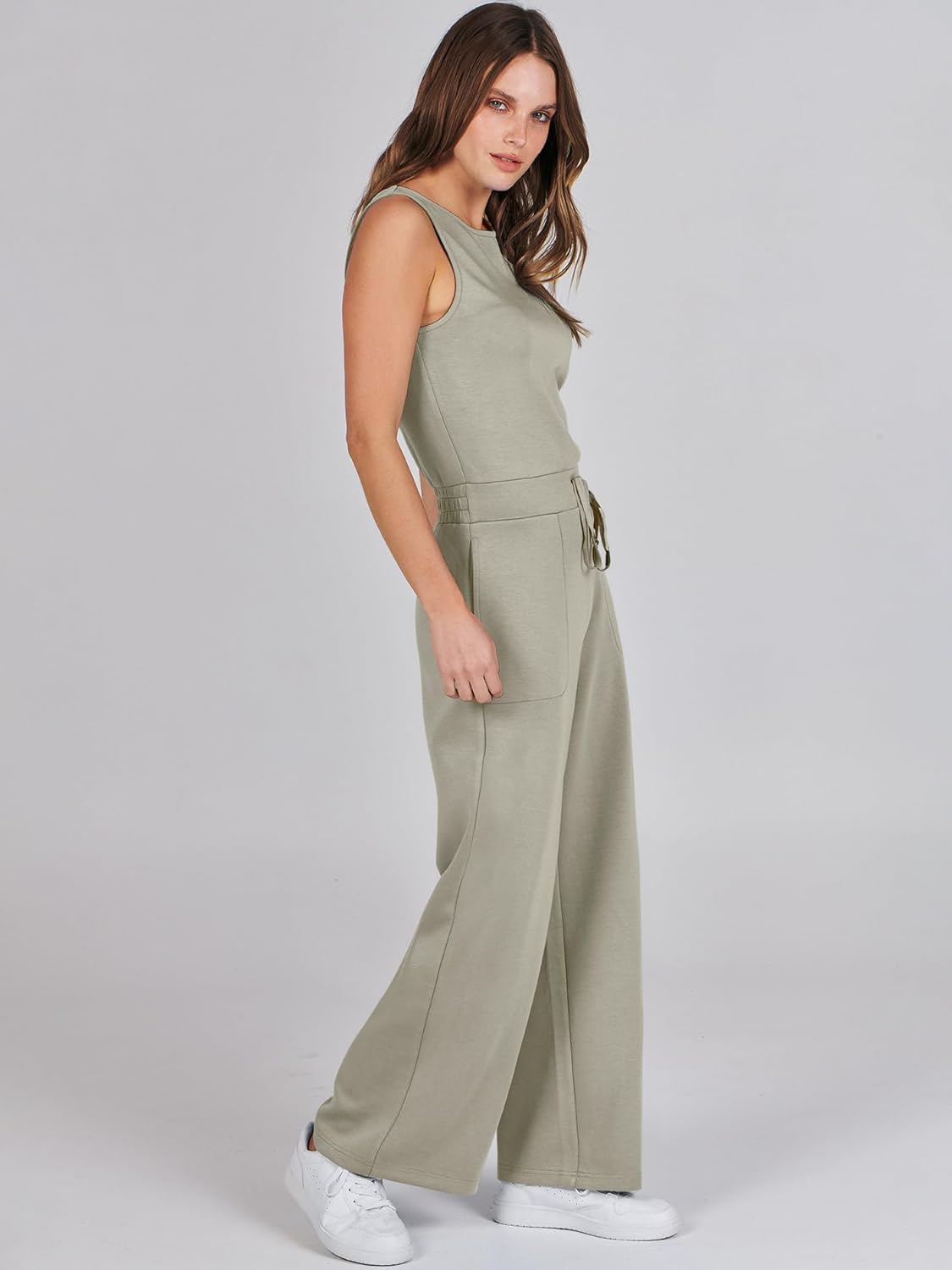 Womens Jumpsuits 2025 Casual Summer Dressy Romper Sleeveless Wide Leg Long Pants Outfits Fashion Travel Clothes
