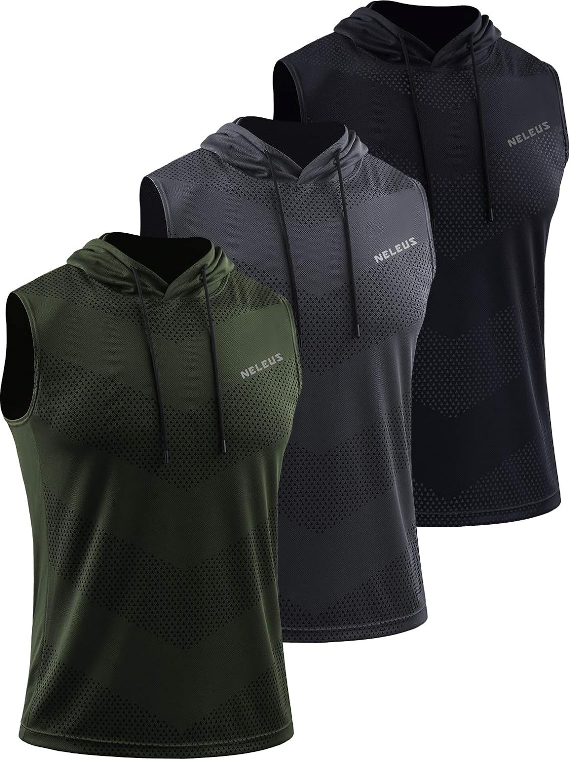 Men's Workout Tank Tops 3 Pack Sleeveless Running Shirts with Hoodie