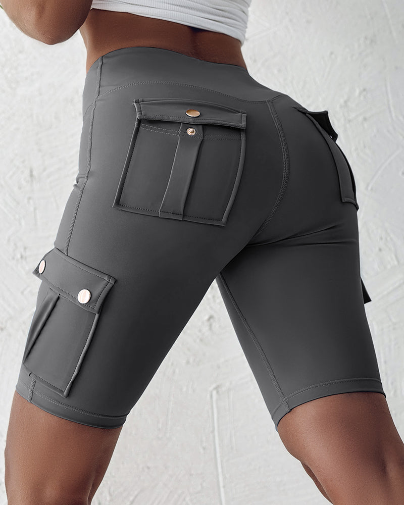 🔥High Waist Butt-Lift Biker Shorts with Pocket Flap 🔥