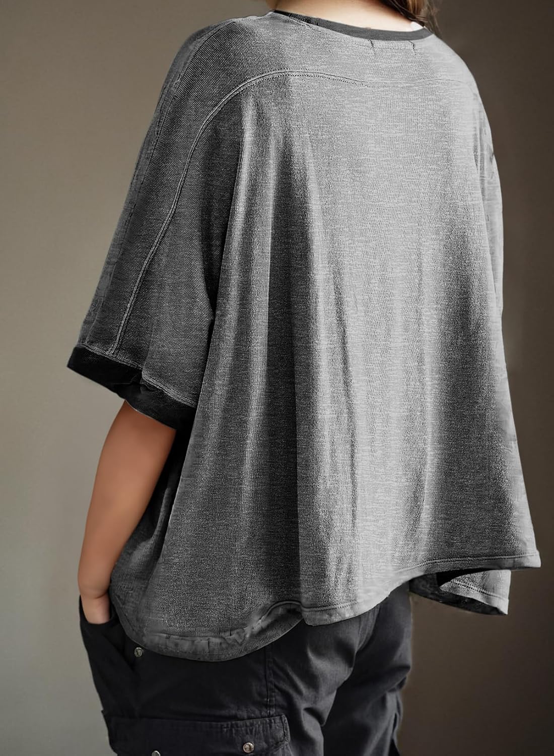 Dokotoo Summer Shirts 2025 Womens Solid T Shirts for Women Loose Oversized Tops Basic Tee